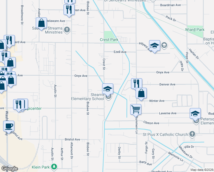 map of restaurants, bars, coffee shops, grocery stores, and more near 4224 Fargo Street in Klamath Falls