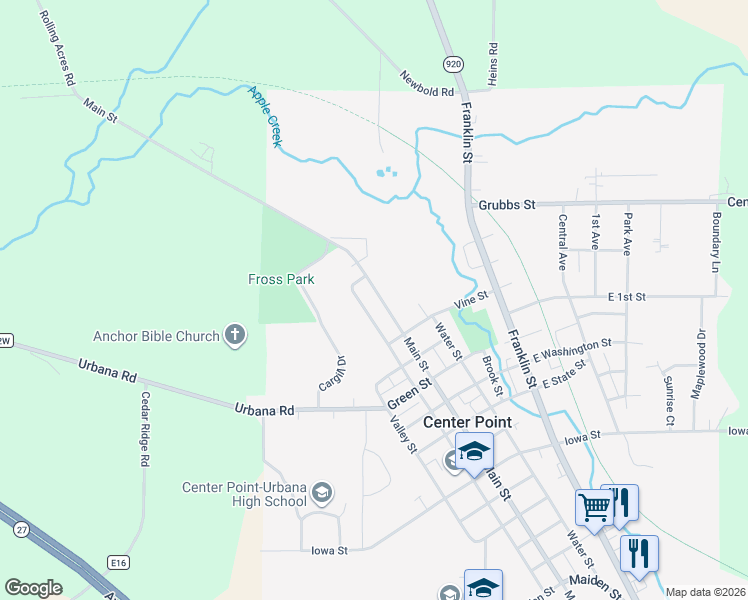 map of restaurants, bars, coffee shops, grocery stores, and more near 1333 Main Street in Center Point