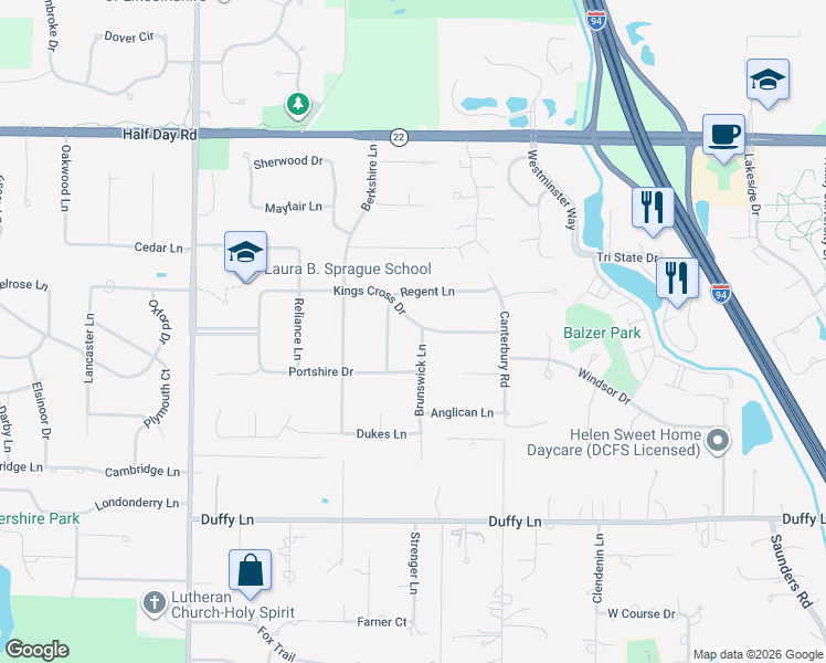 map of restaurants, bars, coffee shops, grocery stores, and more near 37 Kings Cross Drive in Lincolnshire