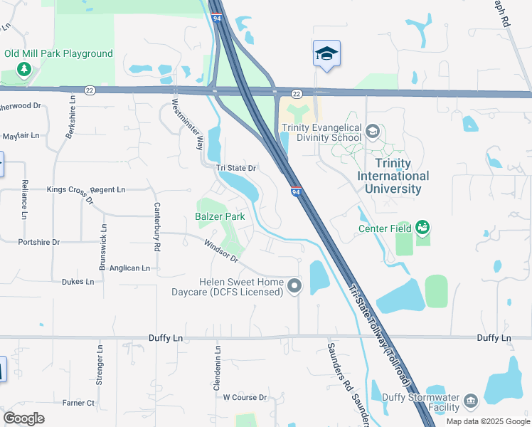 map of restaurants, bars, coffee shops, grocery stores, and more near 25 Tri State International in Lincolnshire