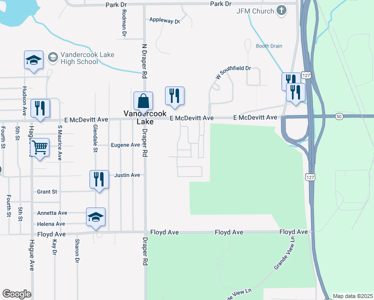 map of restaurants, bars, coffee shops, grocery stores, and more near 149-157 Taylor Avenue in Jackson