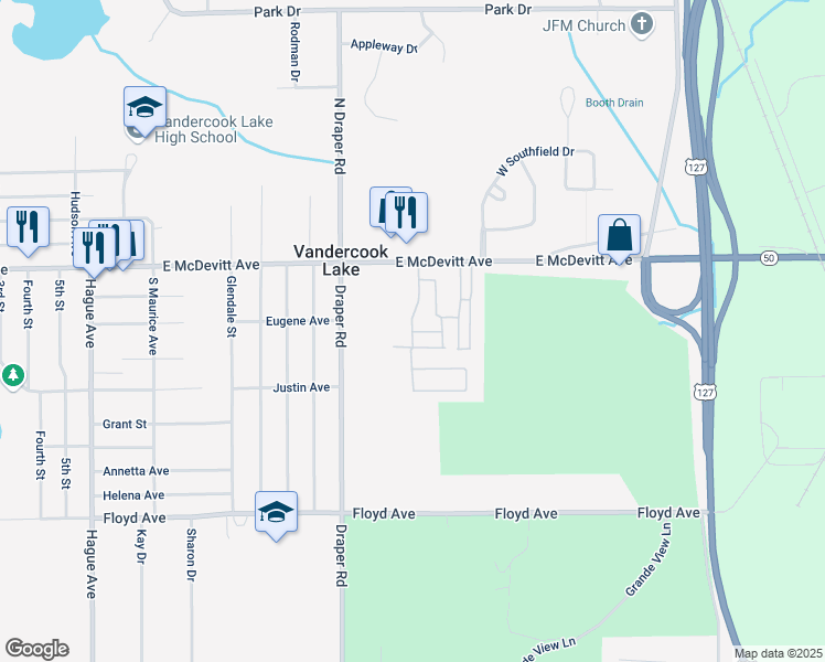 map of restaurants, bars, coffee shops, grocery stores, and more near 149 Taylor Avenue in Jackson