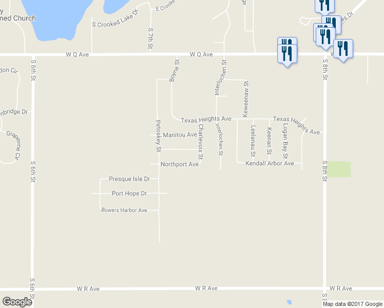 map of restaurants, bars, coffee shops, grocery stores, and more near 7567 Bingham Avenue in Kalamazoo