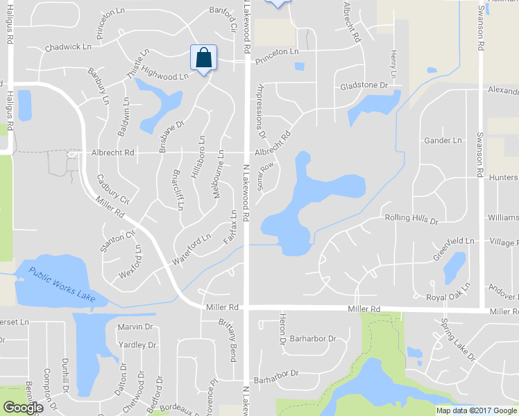 map of restaurants, bars, coffee shops, grocery stores, and more near 2794 Impressions Drive in Lake in the Hills
