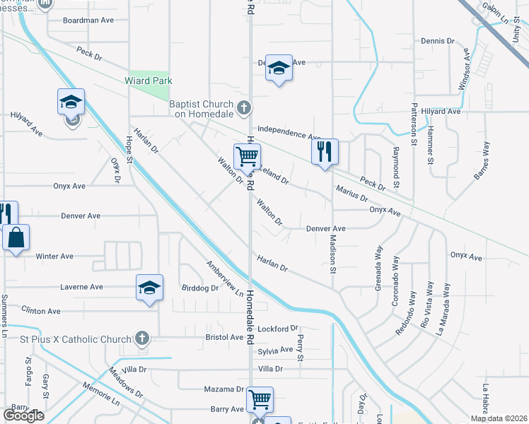 map of restaurants, bars, coffee shops, grocery stores, and more near 5452 Walton Drive in Klamath Falls
