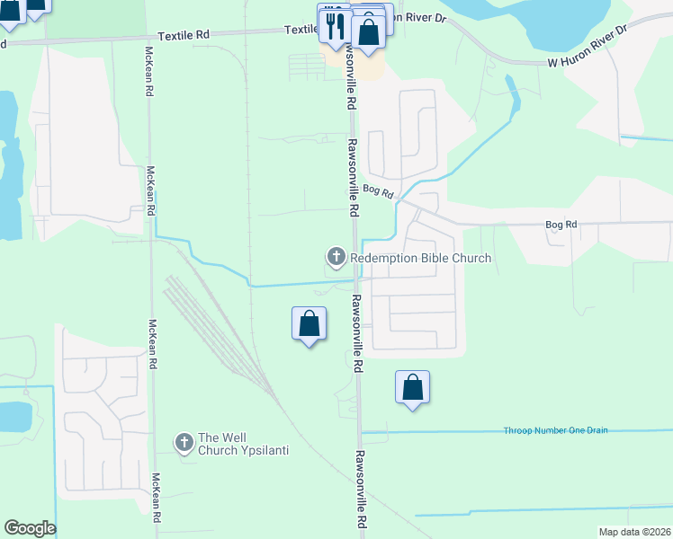 map of restaurants, bars, coffee shops, grocery stores, and more near 6538 Rawsonville Road in Belleville