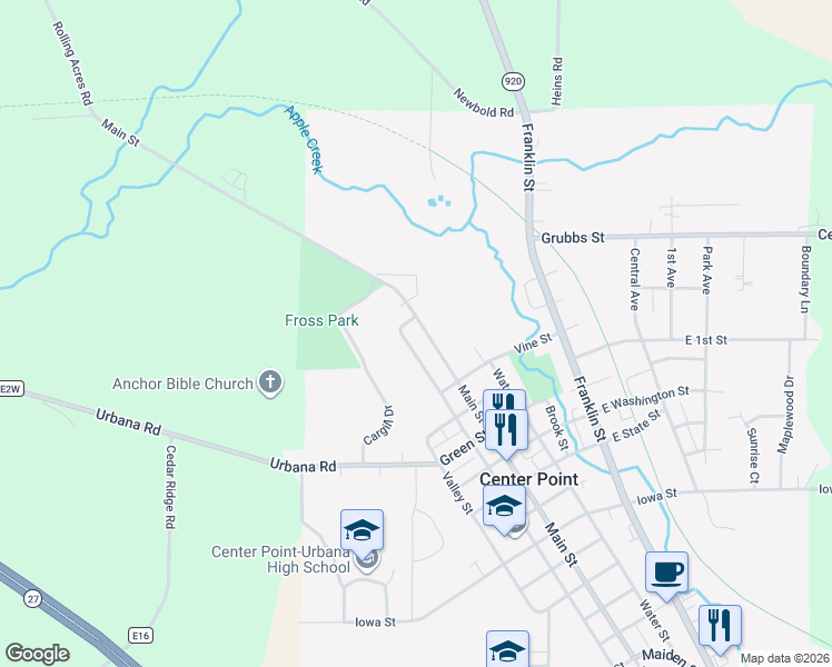 map of restaurants, bars, coffee shops, grocery stores, and more near 1333 Main Street in Center Point