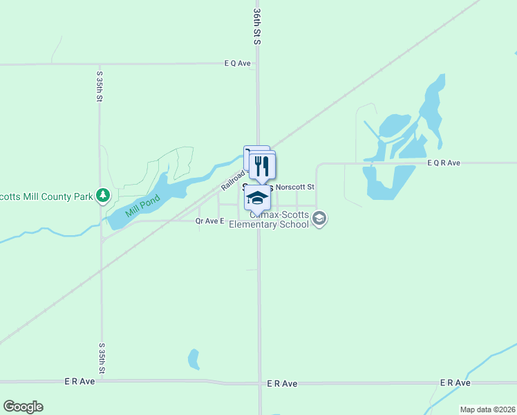 map of restaurants, bars, coffee shops, grocery stores, and more near 8450 36th Street South in Scotts
