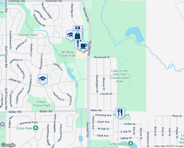 map of restaurants, bars, coffee shops, grocery stores, and more near 30 McKinley Street in Lake in the Hills