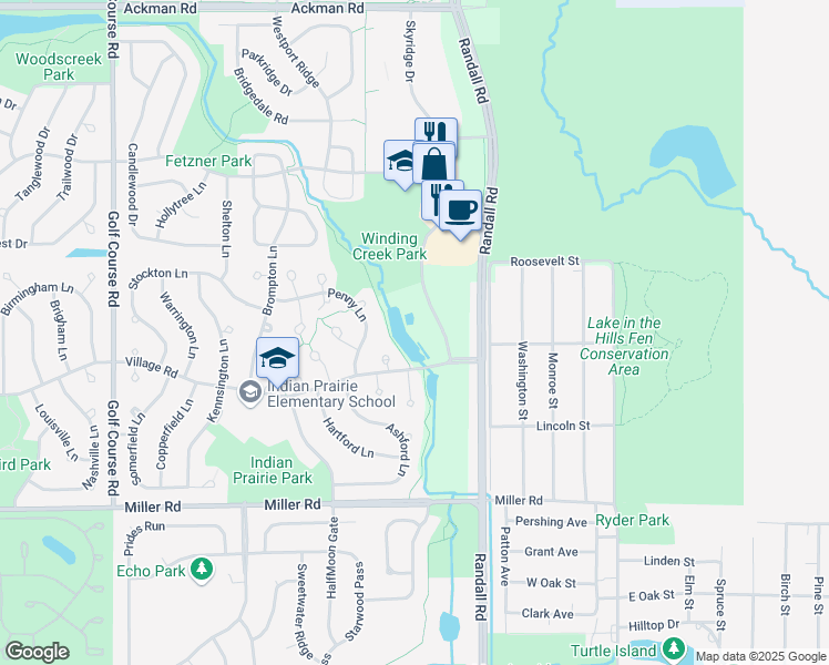 map of restaurants, bars, coffee shops, grocery stores, and more near 1676 Carlemont Drive in Crystal Lake