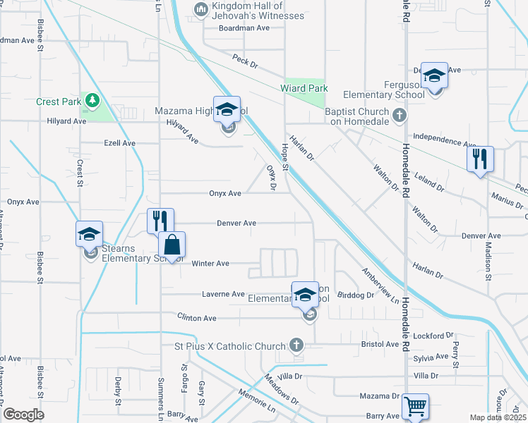 map of restaurants, bars, coffee shops, grocery stores, and more near 4659 Denver Avenue in Klamath Falls