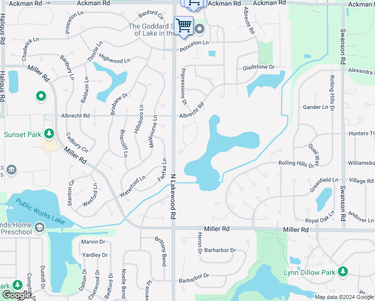 map of restaurants, bars, coffee shops, grocery stores, and more near 2794 Impressions Drive in Lake in the Hills