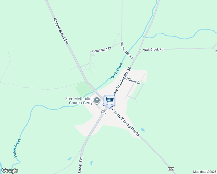 map of restaurants, bars, coffee shops, grocery stores, and more near 2908 Gerry-Ellington Road in Sinclairville