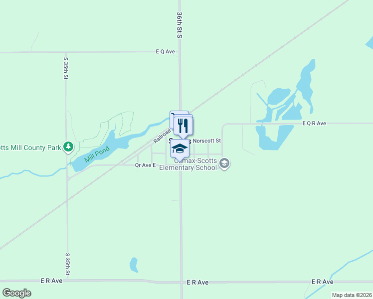 map of restaurants, bars, coffee shops, grocery stores, and more near 8450 36th Street South in Scotts