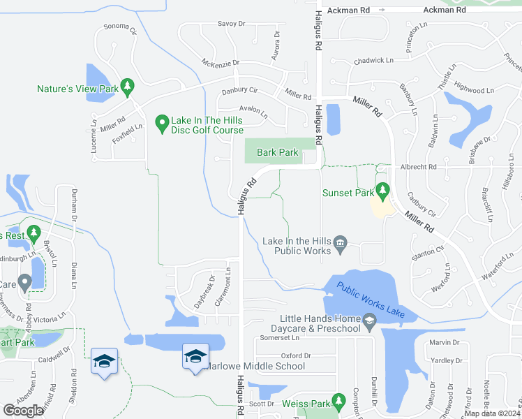 map of restaurants, bars, coffee shops, grocery stores, and more near 9204 Haligus Road in Huntley