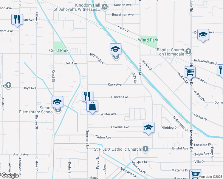 map of restaurants, bars, coffee shops, grocery stores, and more near 4461 Denver Avenue in Klamath Falls