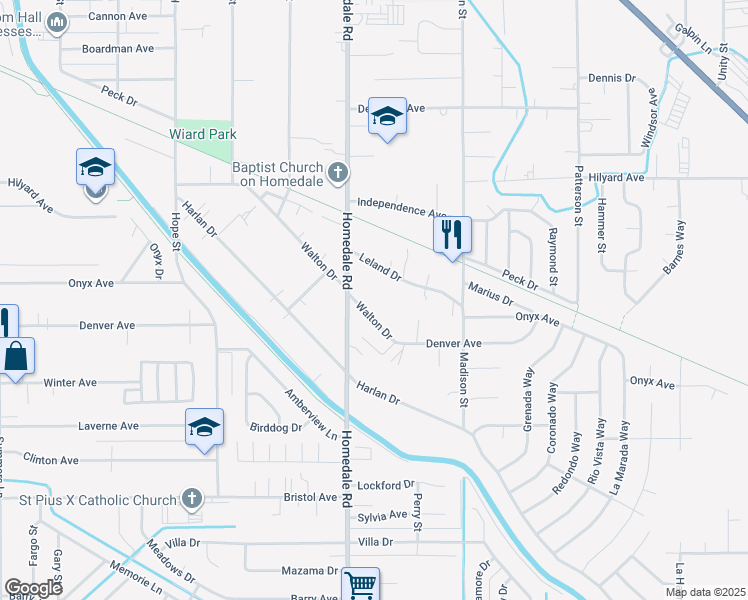 map of restaurants, bars, coffee shops, grocery stores, and more near 5452 Walton Drive in Klamath Falls
