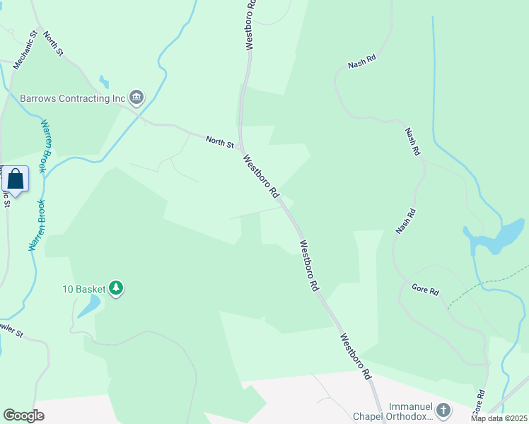 map of restaurants, bars, coffee shops, grocery stores, and more near 19 Eames Lane in Upton