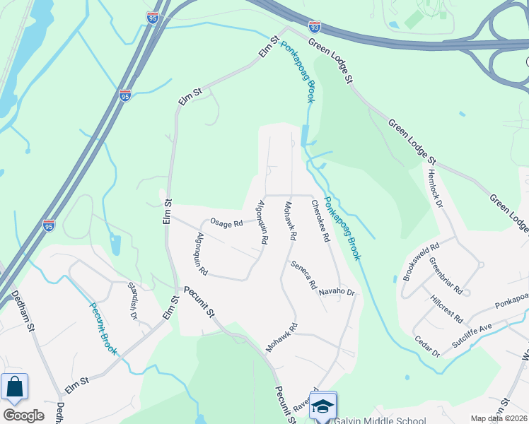 map of restaurants, bars, coffee shops, grocery stores, and more near 11 Osage Road in Canton