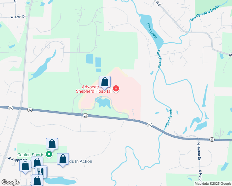 map of restaurants, bars, coffee shops, grocery stores, and more near 450 Illinois 22 in Barrington