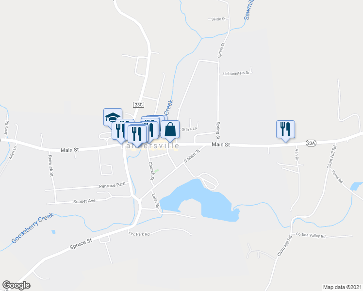 map of restaurants, bars, coffee shops, grocery stores, and more near 5959 Main Street in Tannersville