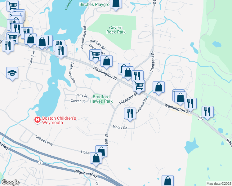 map of restaurants, bars, coffee shops, grocery stores, and more near 17 Mutton Lane in Weymouth