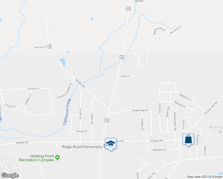 map of restaurants, bars, coffee shops, grocery stores, and more near 207 Ridge Road in Horseheads