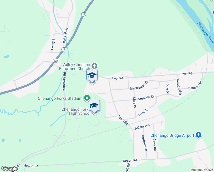 map of restaurants, bars, coffee shops, grocery stores, and more near 2 Patch Road in Binghamton