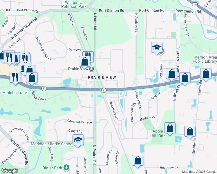 map of restaurants, bars, coffee shops, grocery stores, and more near in Buffalo Grove