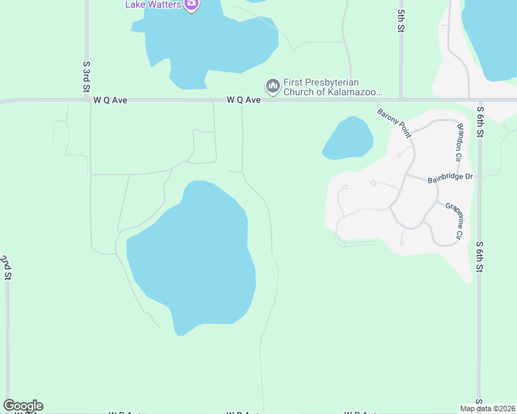 map of restaurants, bars, coffee shops, grocery stores, and more near 132 Pretty Lake Drive in Mattawan