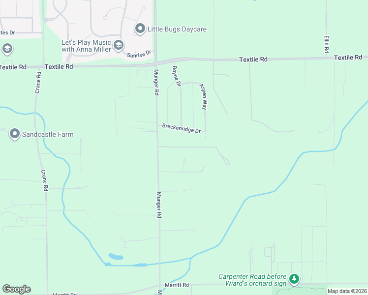 map of restaurants, bars, coffee shops, grocery stores, and more near 5104 Breckenridge Drive in Ypsilanti