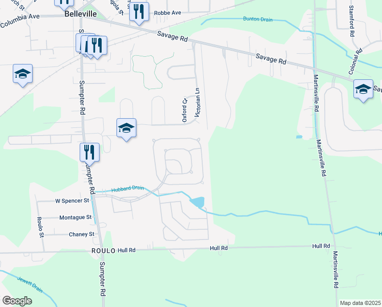 map of restaurants, bars, coffee shops, grocery stores, and more near 193 Belle Villa Boulevard in Belleville