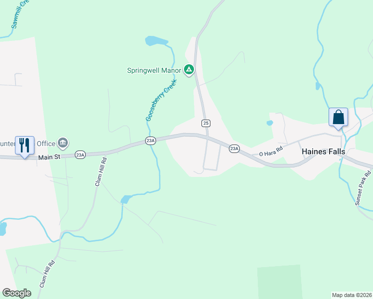 map of restaurants, bars, coffee shops, grocery stores, and more near 5533 New York 23A in Elka Park