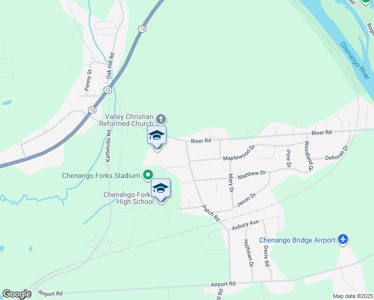 map of restaurants, bars, coffee shops, grocery stores, and more near 6 Patch Road in Binghamton