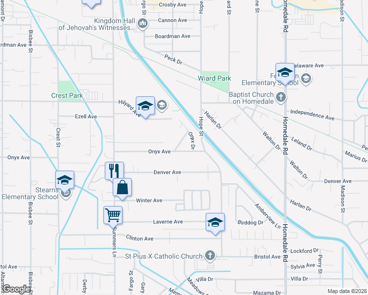 map of restaurants, bars, coffee shops, grocery stores, and more near 4794 Onyx Drive in Klamath Falls