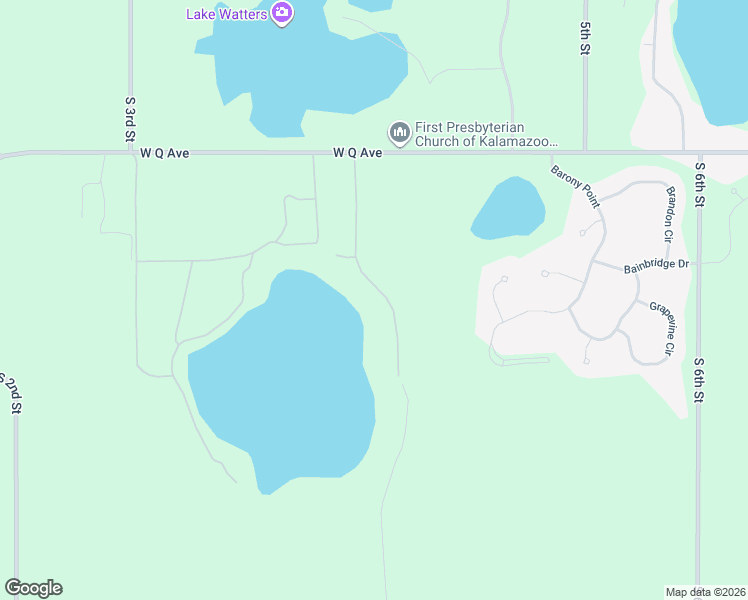 map of restaurants, bars, coffee shops, grocery stores, and more near 132 Pretty Lake Drive in Mattawan