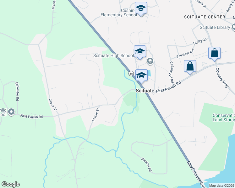 map of restaurants, bars, coffee shops, grocery stores, and more near 516 First Parish Road in Scituate
