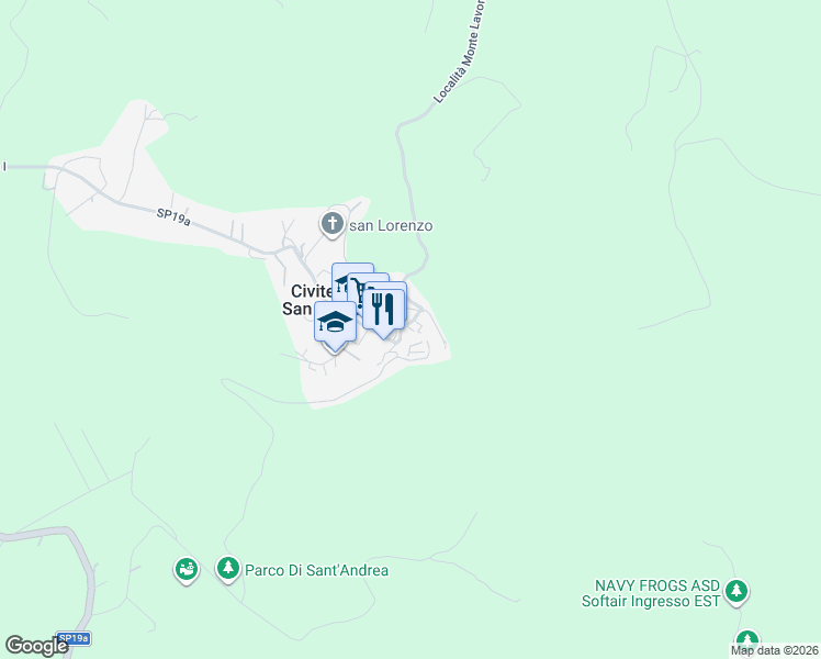 map of restaurants, bars, coffee shops, grocery stores, and more near 20 Piazza S. Giacomo in Civitella San Paolo