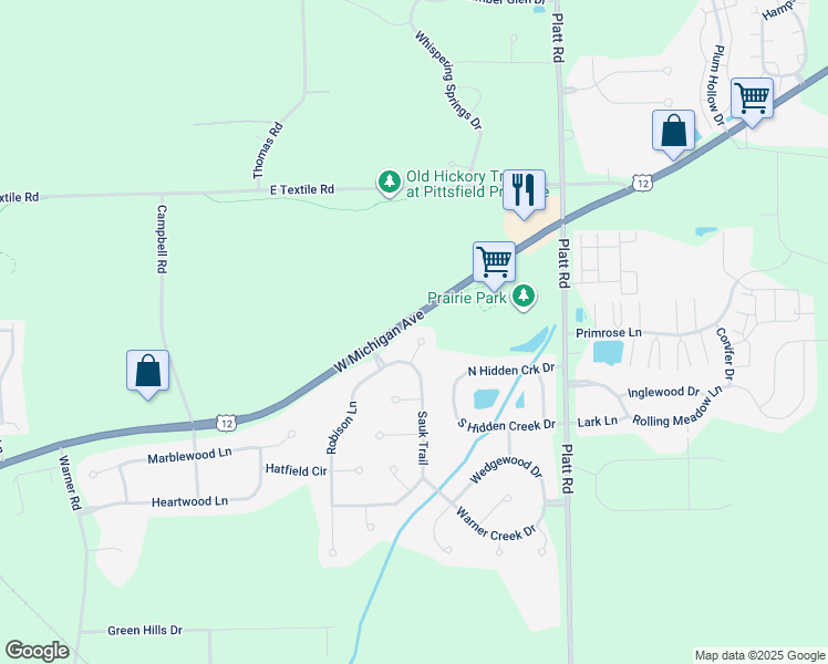 map of restaurants, bars, coffee shops, grocery stores, and more near 1265 Harwood Circle in Saline