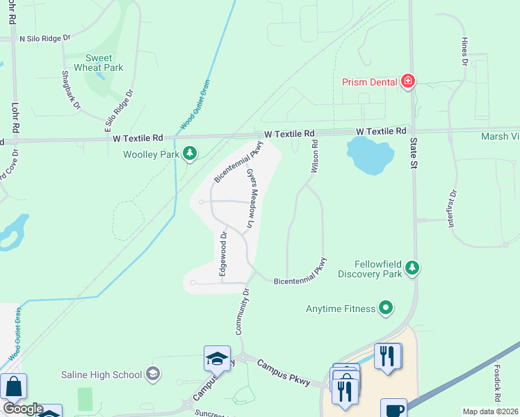 map of restaurants, bars, coffee shops, grocery stores, and more near 1283 Annendale Court in Ann Arbor