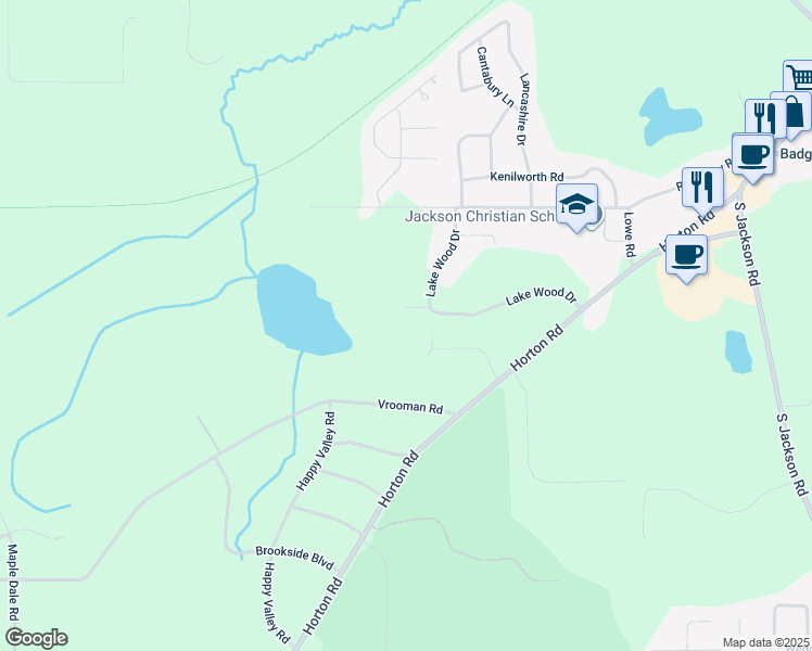map of restaurants, bars, coffee shops, grocery stores, and more near 2800 Wendell Lane in Jackson