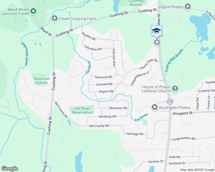 map of restaurants, bars, coffee shops, grocery stores, and more near 24 Colonial Road in Hingham