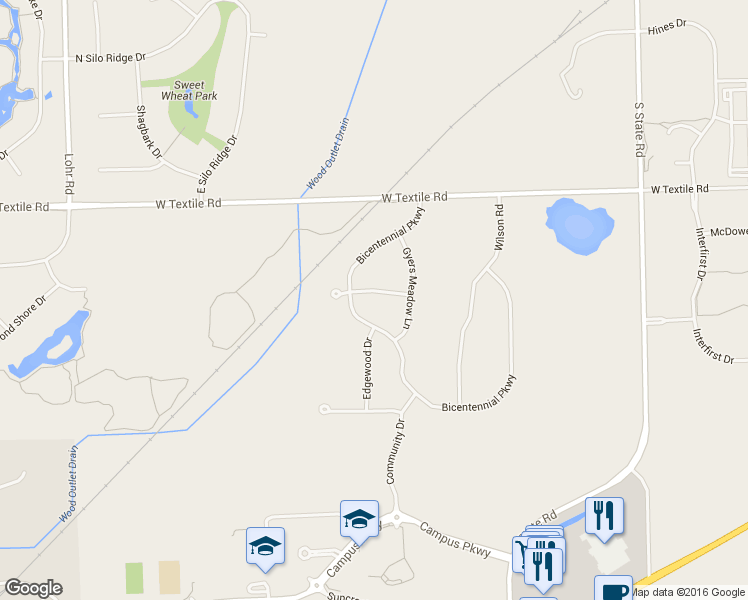 map of restaurants, bars, coffee shops, grocery stores, and more near 1355 Annendale Court in Ann Arbor