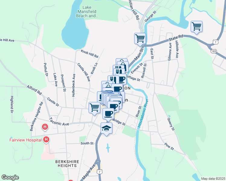 map of restaurants, bars, coffee shops, grocery stores, and more near in Great Barrington