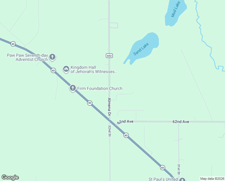 map of restaurants, bars, coffee shops, grocery stores, and more near 31900 Pawton Lane in Paw Paw