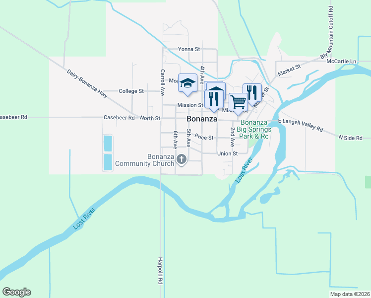 map of restaurants, bars, coffee shops, grocery stores, and more near 3229 6th Avenue in Bonanza
