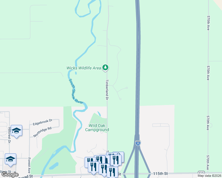 map of restaurants, bars, coffee shops, grocery stores, and more near 1200 Wicks Way in Story City