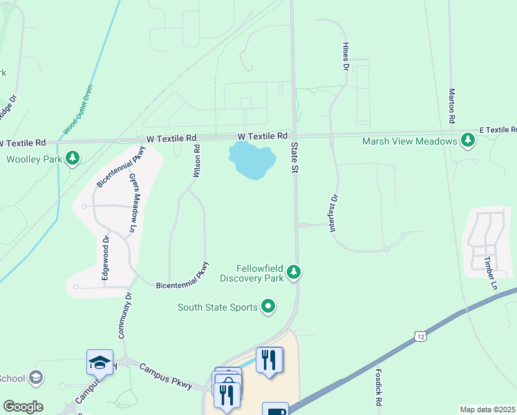 map of restaurants, bars, coffee shops, grocery stores, and more near 6230 South State Road in Saline