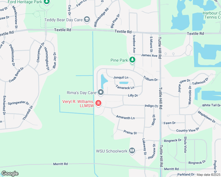 map of restaurants, bars, coffee shops, grocery stores, and more near 8743 Lilly Drive in Ypsilanti