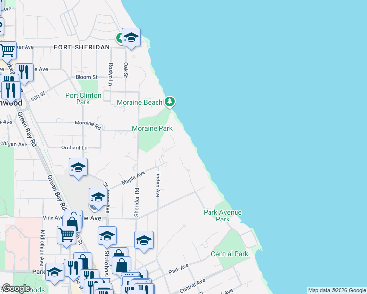 map of restaurants, bars, coffee shops, grocery stores, and more near 2413 Egandale Road in Highland Park